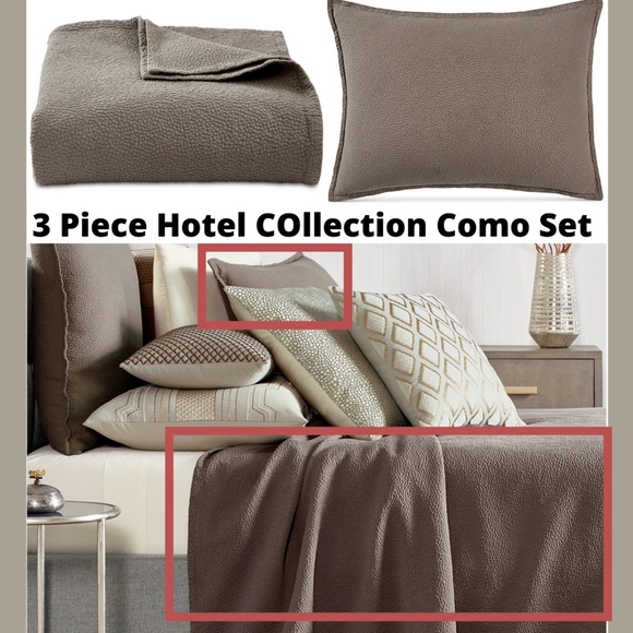 NIB Hotel Collection Como (1) King Coverlet Blanket +(2) King Shams - Picture 3 of 12